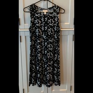 Ann Taylor LOFT Black White Cute New Floral Swing Dress Size XS